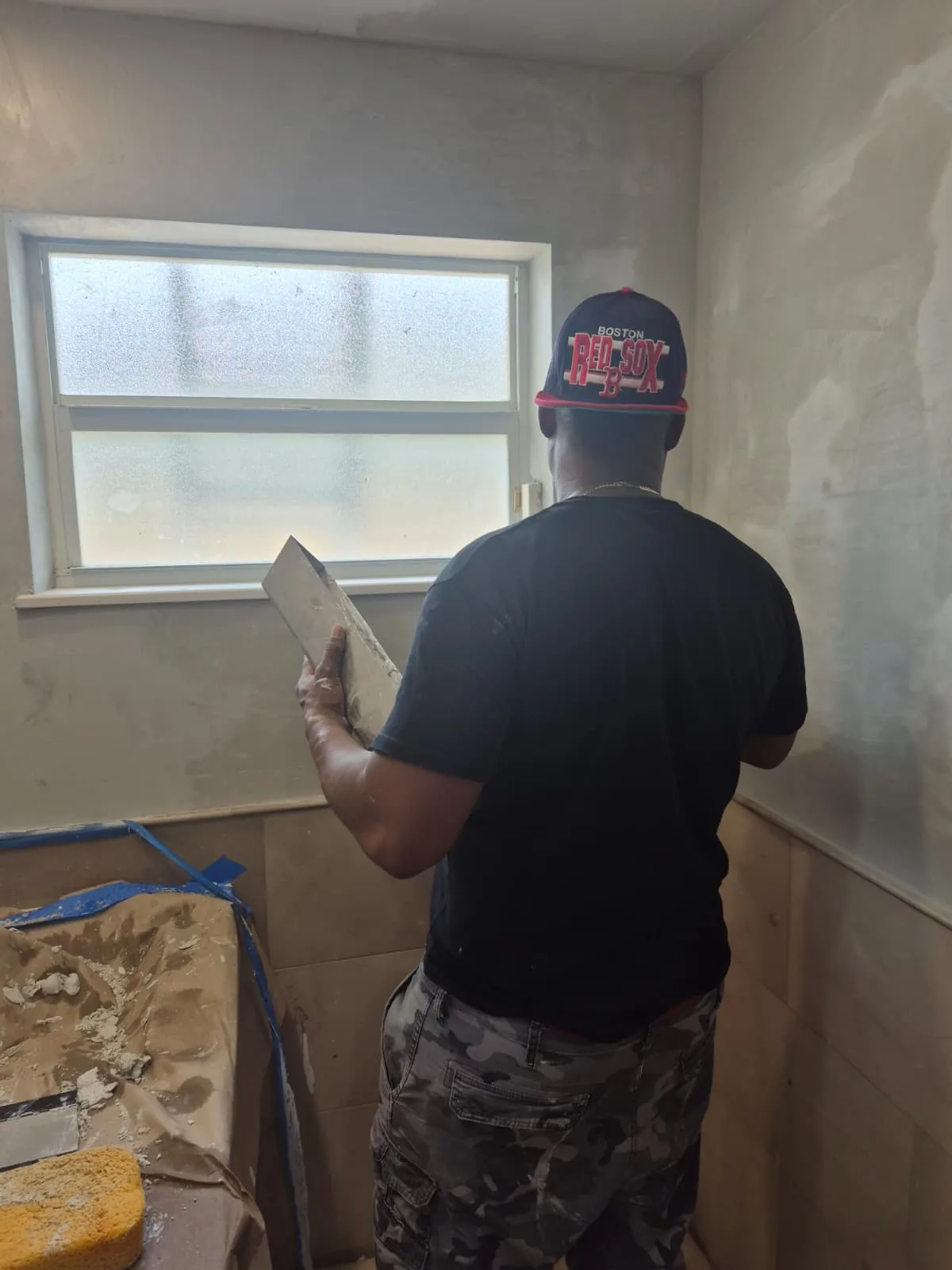 Interior wall repair and finishing work